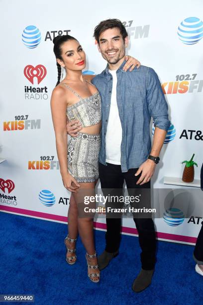 Ashley Iaconetti and Jared Haibon attend iHeartRadio's KIIS FM Wango Tango by AT&T at Banc of California Stadium on June 2, 2018 in Los Angeles,...