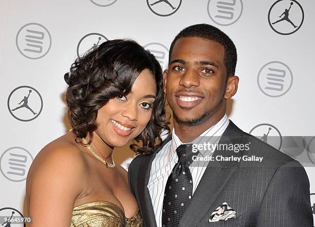 Jada Crawley and NBA player Chris Paul attend the Exclusive FABULOUS 23 Dinner hosted by Jordan Brand during All-Star Weekend on February 12, 2010 in...