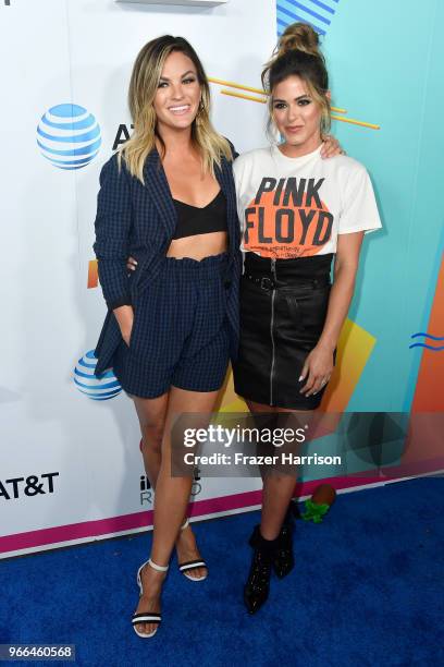Becca Tilley and JoJo Fletcher attend iHeartRadio's KIIS FM Wango Tango by AT&T at Banc of California Stadium on June 2, 2018 in Los Angeles,...