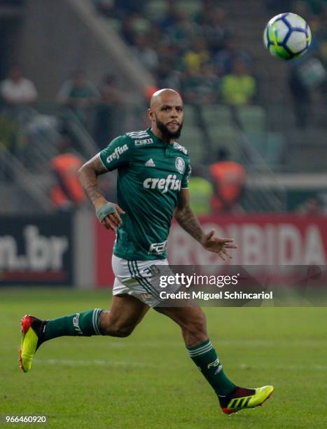 Felipe Melo of Palmeiras in action during a match between Palmeiras and Sao Paulo for the Brasileirao Series A 2018 at Allianz Parque Stadium on June...