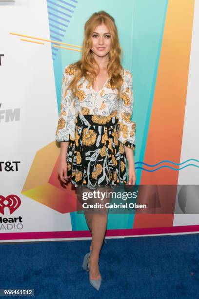 Katherine McNamara arrives for iHeartRadio's KIIS FM Wango Tango By AT&T at Banc of California Stadium on June 2, 2018 in Los Angeles, California.