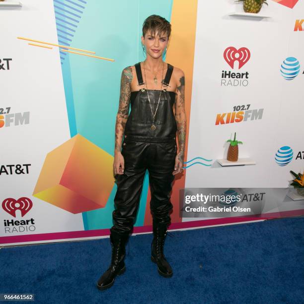 Ruby Rose arrives for iHeartRadio's KIIS FM Wango Tango By AT&T at Banc of California Stadium on June 2, 2018 in Los Angeles, California.