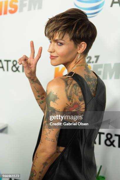 Ruby Rose arrives for iHeartRadio's KIIS FM Wango Tango By AT&T at Banc of California Stadium on June 2, 2018 in Los Angeles, California.