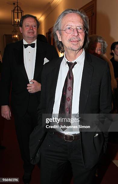 Austrian writer Peter Handke arrives for the Hubert Burda Birthday Reception at Munich royal palace on February 12, 2010 in Munich, Germany.