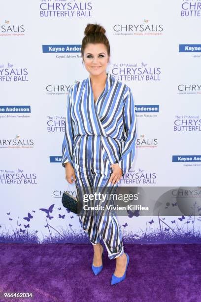 Tiffani Thiessen attended the 17th Annual Chrysalis Butterfly Ball in Los Angeles, CA on June 2, 2018.