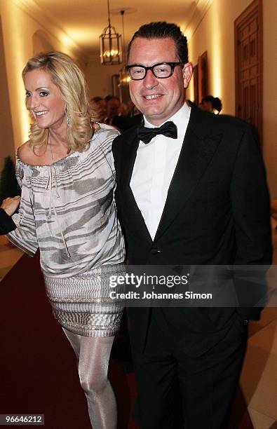 Kai Diekmann and Katja Kessler arrive for the Hubert Burda Birthday Reception at Munich royal palace on February 12, 2010 in Munich, Germany.