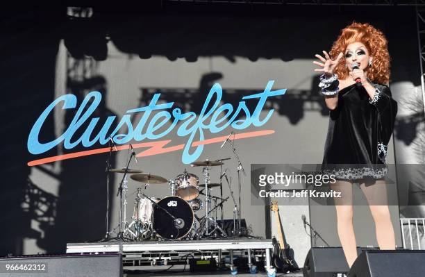Bianca Del Rio performs on the Colossal Stage during Clusterfest at Civic Center Plaza and The Bill Graham Civic Auditorium on June 2, 2018 in San...