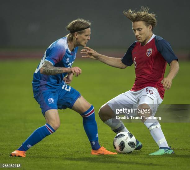 Jonas Svensson of Norway during International Friendly between Iceland v Norway at Laugardalsvollur National Stadium on June 2, 2018 in Reykjavik,...