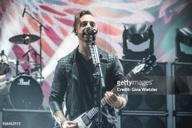 Welsh singer Matthew "Matt" Tuck of Bullet For My Valentine performs live on stage during Rock am Ring at Nuerburgring on JUNE 2, 2018 in Nuerburg,...