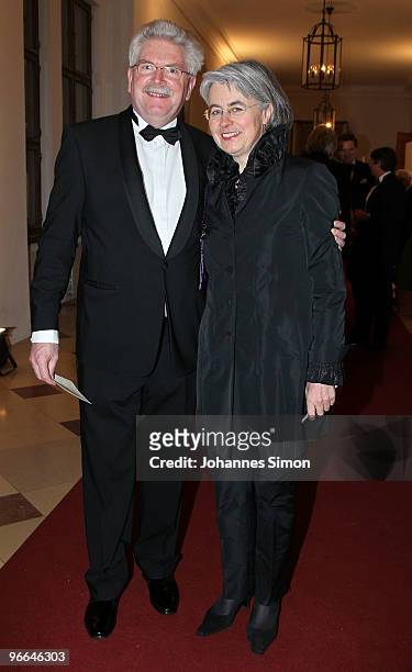 Martin Zeil and his wife Barbara arrive for the Hubert Burda Birthday Reception at Munich royal palace on February 12, 2010 in Munich, Germany.