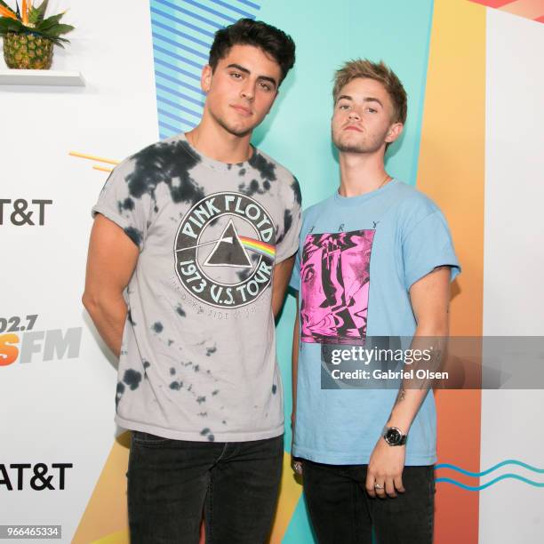 Jack Gilinsky and Jack Johnson of Jack & Jack arrive for iHeartRadio's KIIS FM Wango Tango By AT&T at Banc of California Stadium on June 2, 2018 in...