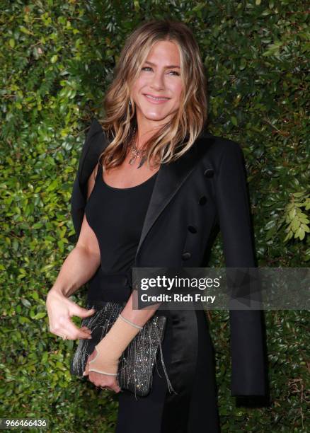 Jennifer Aniston attends the CHANEL Dinner Celebrating Our Majestic Oceans, A Benefit For NRDC on June 2, 2018 in Malibu, California.