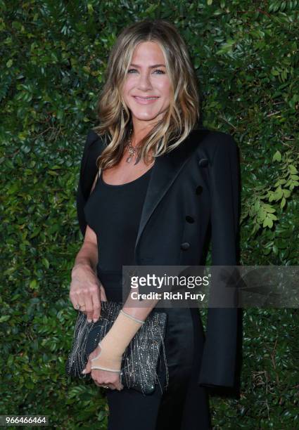 Jennifer Aniston attends the CHANEL Dinner Celebrating Our Majestic Oceans, A Benefit For NRDC on June 2, 2018 in Malibu, California.