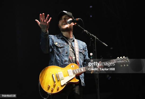 Brian Fallon of The Gaslight Anthem perform onstage during Day 2 of 2018 Governors Ball Music Festival at Randall's Island on June 2, 2018 in New...