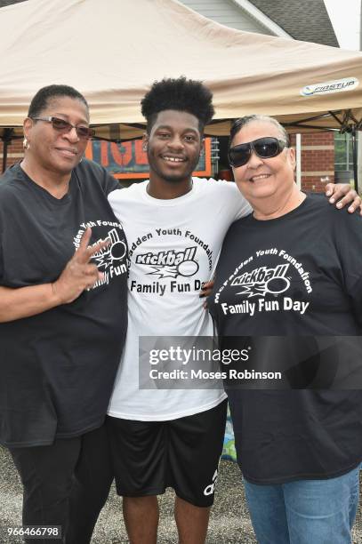 Betty Parks,Disney Actor Kamil McFadden and Sharleen Benon attend McFadden Youth Foundation Kickoff Kick Ball & Family Fun Event at Mundy's Mill High...