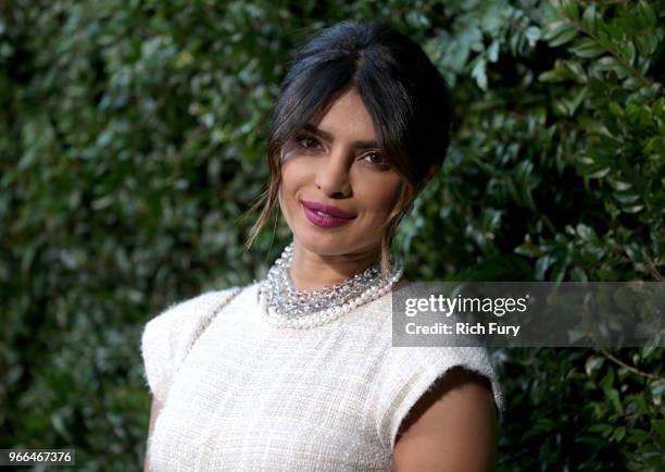 Priyanka Chopra attends the CHANEL Dinner Celebrating Our Majestic Oceans, A Benefit For NRDC on June 2, 2018 in Malibu, California.