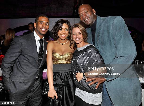 Player Chris Paul, Jada Crawley, Yvette Prieto, and Michael Jordan attend the Exclusive FABULOUS 23 Dinner hosted by Jordan Brand during All-Star...