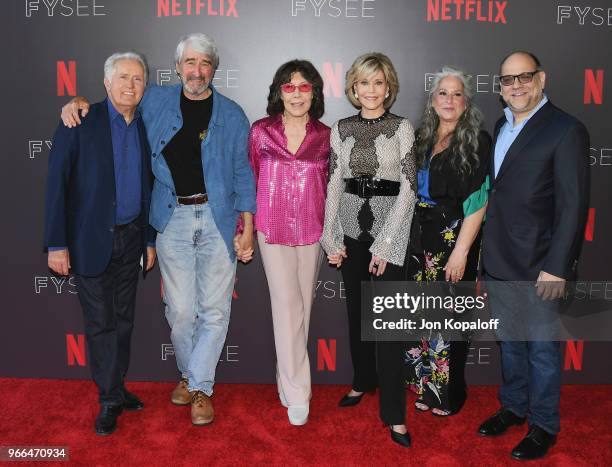 Martin Sheen, Sam Waterson, Lily Tomlin, Jane Fonda, Marta Kauffman and Howard J. Morris attend #NETFLIXFYSEE Event For "Grace And Frankie" at...