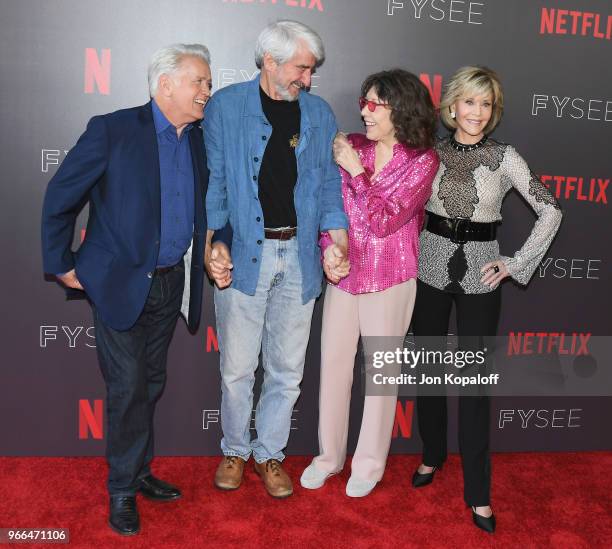 Martin Sheen, Sam Waterson, Lily Tomlin and Jane Fonda attend #NETFLIXFYSEE Event For "Grace And Frankie" at Netflix FYSEE At Raleigh Studios on June...