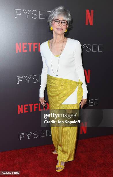 Rita Moreno attends #NETFLIXFYSEE Event For "One Day At A Time" at Netflix FYSEE At Raleigh Studios on June 2, 2018 in Los Angeles, California.