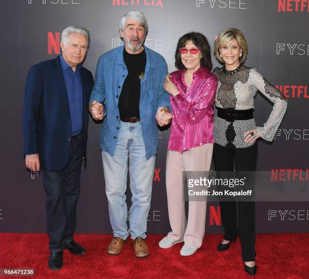 Martin Sheen, Sam Waterson, Lily Tomlin and Jane Fonda attend #NETFLIXFYSEE Event For "Grace And Frankie" at Netflix FYSEE At Raleigh Studios on June...