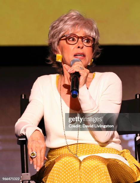 Actress Rita Moreno appears on stage at the #NETFLIXFYSEE event for "One Day at a Time" at Netflix FYSEE at Raleigh Studios on June 2, 2018 in Los...