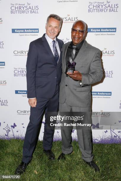 Mark Loranger and honoree Myron Tobin at the 17th Annual Chrysalis Butterfly Ball sponsored by Kayne Anderson Capital Advisors Foundation on June 2,...
