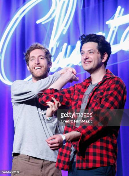 Thomas Middleditch and Ben Schwartz perform onstage in the Larkin Comedy Club during Clusterfest at Civic Center Plaza and The Bill Graham Civic...