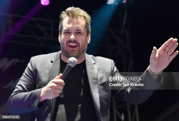 Jim Jefferies performs on the Colossal Stage during Clusterfest at Civic Center Plaza and The Bill Graham Civic Auditorium on June 2, 2018 in San...