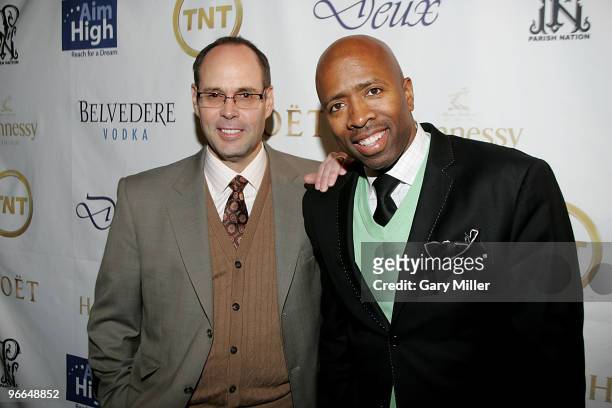 Host Ernie Johnson and Kenny Smith on the red carpet for the Kenny Smith All-Star Bash at Deux Lounge on February 12, 2010 in Dallas, Texas.