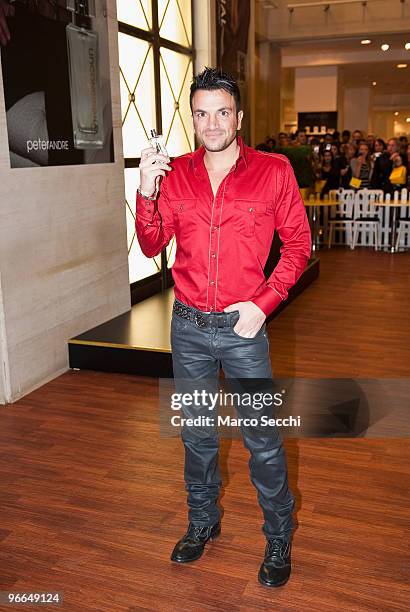 Peter Andre attends a photocall to promote his new women's fragrance - Unconditional - for fans at Selfridges on February 13, 2010 in London, England.