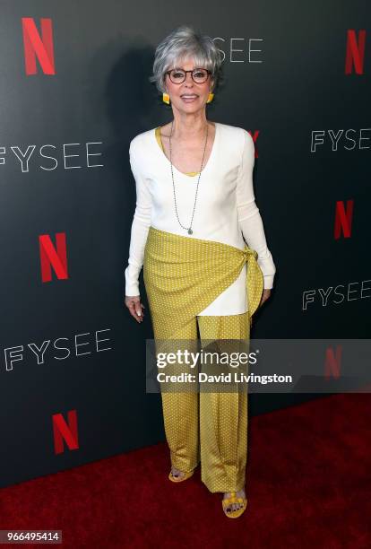 Actress Rita Moreno attends the #NETFLIXFYSEE event for "One Day at a Time" at Netflix FYSEE at Raleigh Studios on June 2, 2018 in Los Angeles,...