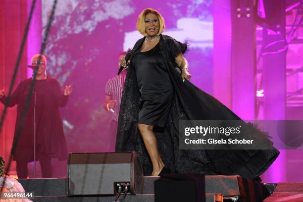 Singer Patti LaBelle sings on stage during the Life Ball 2018 show at City Hall on June 2, 2018 in Vienna, Austria. The Life Ball, an annual charity...