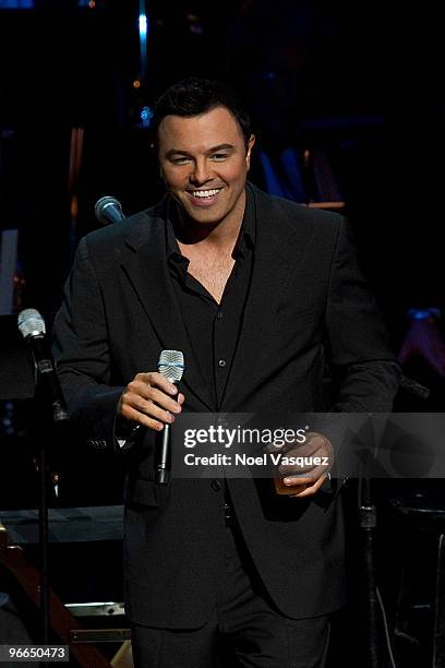 Seth MacFarlane performs at the "It's Always Sunny In Philadelphia" And "Family Guy" live show on February 12, 2010 in Universal City, California.