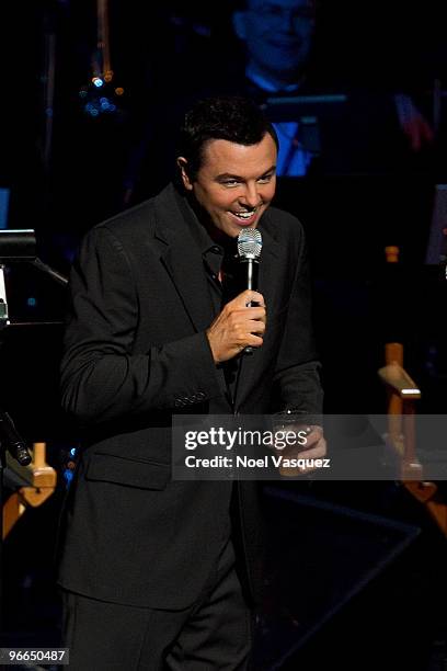 Seth MacFarlane performs at the "It's Always Sunny In Philadelphia" And "Family Guy" live show on February 12, 2010 in Universal City, California.