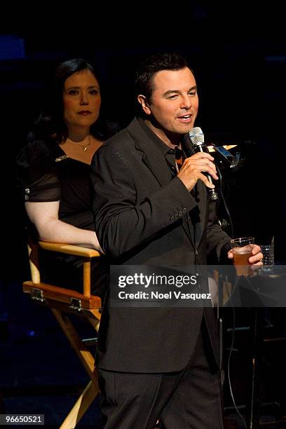 Seth MacFarlane and Alex Borstein perform at the "It's Always Sunny In Philadelphia" And "Family Guy" live show on February 12, 2010 in Universal...