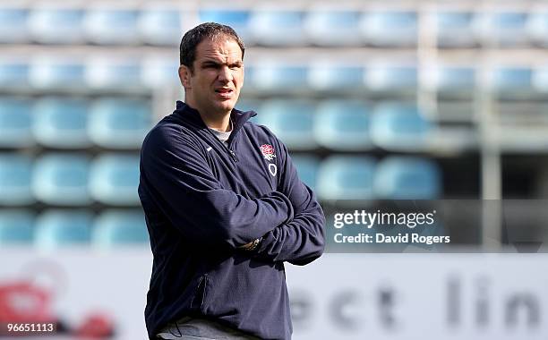 Martin Johnson, the England head coach looks on during the England training session held at Stadio Flaminio on February 13, 2010 in Rome, Italy.