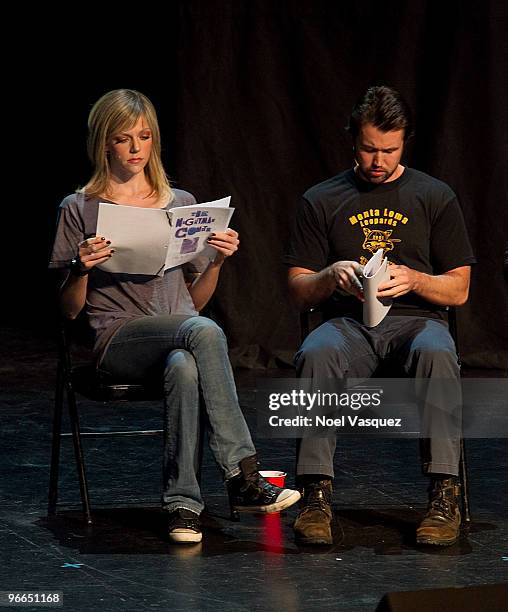 Rob McElhenney and Kaitlin Olson perform at the "It's Always Sunny In Philadelphia" And "Family Guy" live show on February 12, 2010 in Universal...