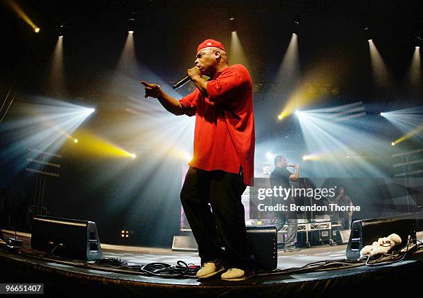 Busta Rhymes performs on stage at the Sydney leg of the Good Vibrations festival at Centennial Park on February 13, 2010 in Sydney, Australia.