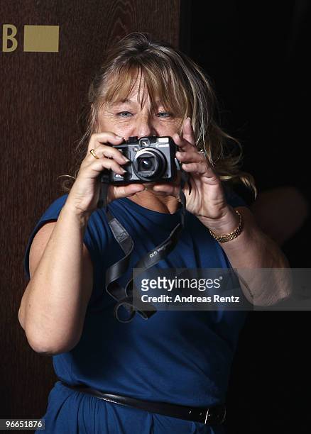Irmelin DiCaprio takes pictures of her son Leonardo during the 'Shutter Island' Photocall during day three of the 60th Berlin International Film...