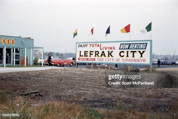 New York City - Sign for the rental office for LeFrak City, then under construction in Corona, New York.