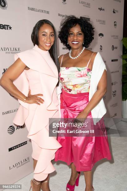 Leah Pump and Pauletta Washington attend the Ladylike Foundation's 2018 Annual Women Of Excellence Scholarship Luncheon at The Beverly Hilton Hotel...