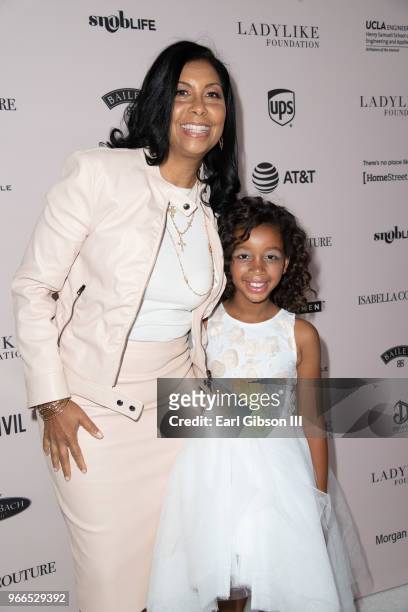 Cookie Johnson and GiGi Johnson attends the Ladylike Foundation's 2018 Annual Women Of Excellence Scholarship Luncheon at The Beverly Hilton Hotel on...