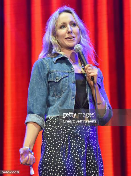 Nikki Glaser performs during 'Amy Schumer & Friends' on the Colossal Stage during Clusterfest at Civic Center Plaza and The Bill Graham Civic...