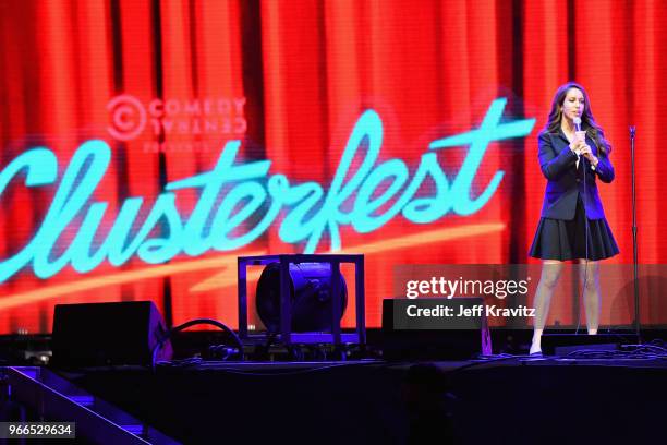 Rachel Feinstein performs during 'Amy Schumer & Friends' on the Colossal Stage during Clusterfest at Civic Center Plaza and The Bill Graham Civic...