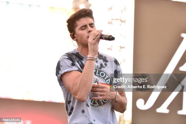 Jack Gilinsky of Jack and Jack performs live during the KIIS FM Wango Tango Village at the 2018 iHeartRadio Wango Tango by AT&T in Los Angeles,...