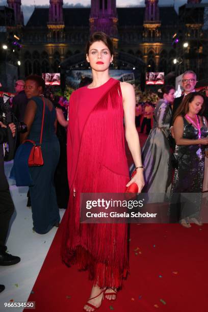 Alexandra Daddario during the Life Ball 2018 at City Hall on June 2, 2018 in Vienna, Austria. The Life Ball, an annual charity event raising funds...