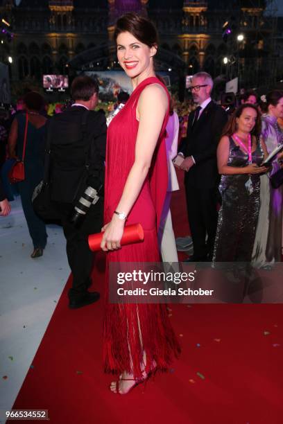 Alexandra Daddario during the Life Ball 2018 at City Hall on June 2, 2018 in Vienna, Austria. The Life Ball, an annual charity event raising funds...