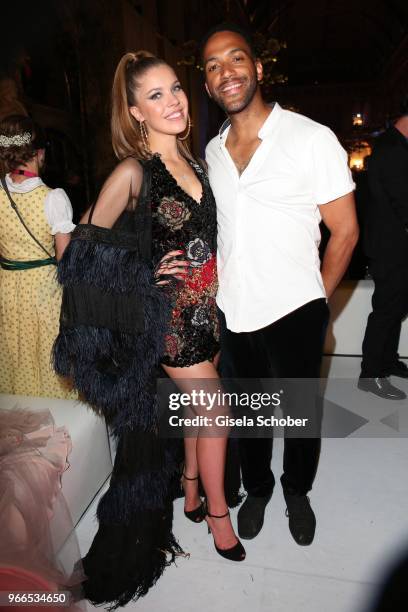 Victoria Swarovski and singer Cesar Sampson during the Life Ball 2018 after show party at City Hall on June 2, 2018 in Vienna, Austria. The Life...