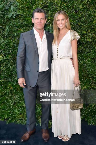 Josh Brolin and Kathryn Boyd attend Chanel Dinner Celebrating our Majestic Oceans, A Benefit for NRDC at Private Residence on June 2, 2018 in Malibu,...